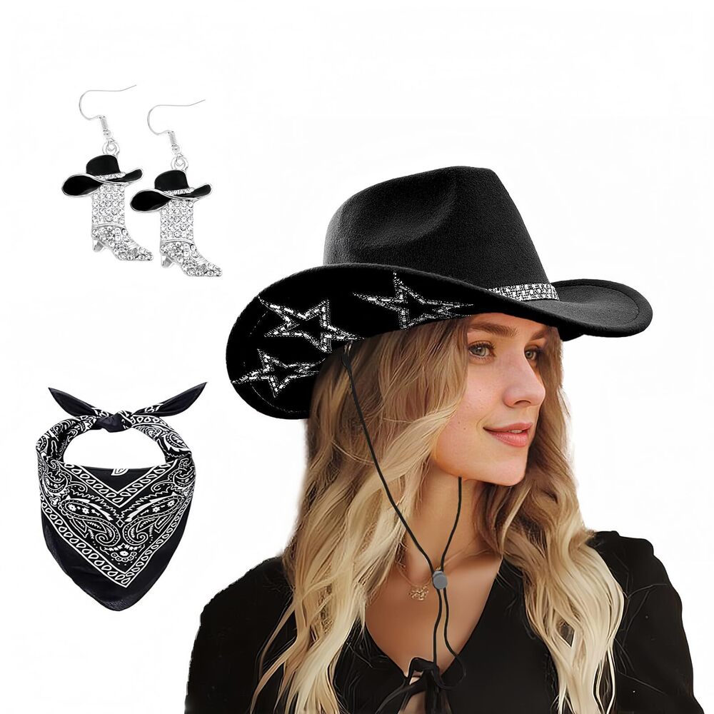 5756 Cowgirl Hat And Bandana Heart Sunglasses Glitter Rhinestone Star